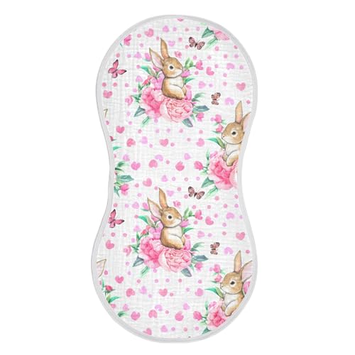 xigua Watercolor Bunnies Baby Burp Cloths for Newborn Boys and Girls 1 Pack, Soft & Absorbent Cotton Baby Burp Cloth, Baby Washcloths, Newborn Towel, Burp Rags