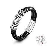 Mother and Son Forever Linked Together Braided Leather Bracelet， To My Son/Grandson Bracelets from