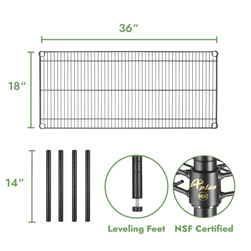 APLSS 18\" D x 36\" W x 14\" H Black Heavy Duty Wire Shelving with 2 Tier Shelves, NSF Certified, Height Adjustable, Wet&Dry Environments, for Kitchen Garage Walk-in Cooler&Freezer, 800lbs Capacity