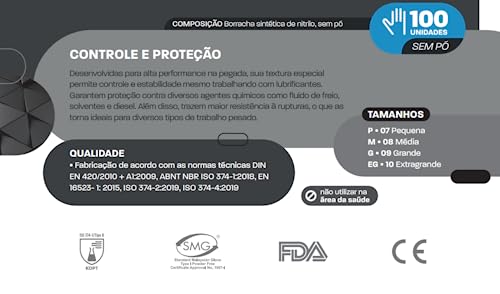 UNIGLOVES Luva Nitrílica Azul Para Proteção Química Safetec (Sem Pó) Unigloves® - P - 100 Unidades