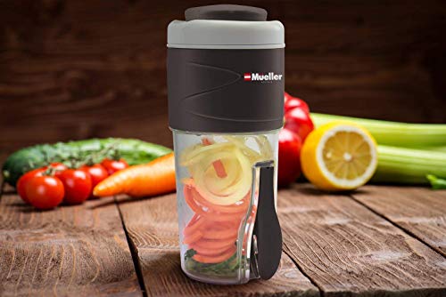 Mueller Spiralizer For Veggies, Salad Container For Lunch - All-In-One Food Prepper, Zucchini Noodle Maker, Vegetable Spiralizer, Comes With Fork, Salad Dressing Container/Spice-Nut Containers #TOP3