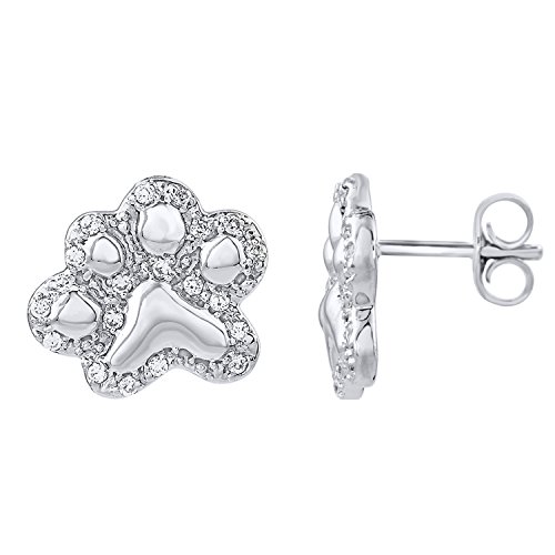 Tender Voices 1/6 Cttw Diamond Paw Earring In Sterling Silver #TOP1