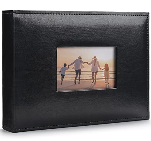 Fabmaker Photo Album With Memo Area, Premium Leather Cover Photo Album With 300 Vertical And Horizontal Pockets, Luxury 4X6 Slip-In Picture Album, Exquisite Photo Book For Family Wedding Travel-Black #TOP15