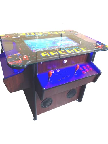 TOP US VIDEO ARCADES Full Size Commercial Grade Cocktail Arcade Machine 4600 Games 22” Screen Tempered Glass 2 Stools Included 5 Year Warranty Dark Wood - Thumbnail 4