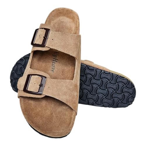 Image of Men Suede Leather Sandals | Cushioned Footbed | Comfortable | Casual Slip-on Slippers