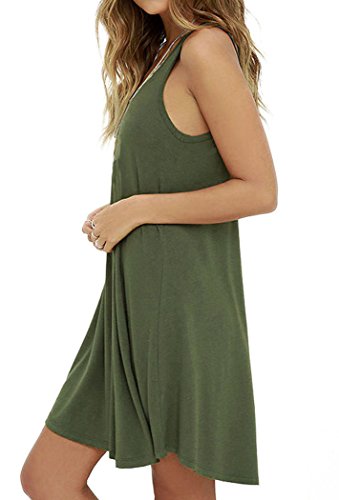 Molerani Women's Casual Swing Simple T-Shirt Loose Dress, Medium, Army Green #TOP1