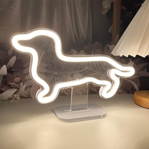 Image of Dog Table Number Neon Sign Desk Lamp Night Light Wedding Letter LED Neon Sign Wedding Table Decorations Neon Light Shop Bedroom Home Room Decor Christmas Party Warm White USB 25x16 CM
