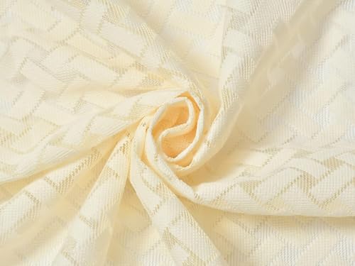 Image of Sheer Net Curtains for Window Long Door 9 Feet Long Set of 2 Pcs for Living Room Pooja Room Semi Transparent Curtains, 4 Feet X 9 Feet, Pack of 2 Pcs, Cream Color
