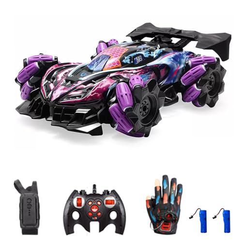 Goolsky Télécommande Spray Stunt Car 2,4 GHz - Fonction Cool Lights, Musique, Side Drift, Gant Geste, Horloge Radio-pilotée, 3 Modes de Commande, 2 Piles