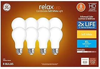 GE Relax 8-Pack 60 W Equivalent Dimmable Warm White A19 LED Light Fixture