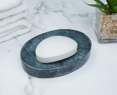 Crocon Natural Grey Marble Soap Tray for Bathroom Kitchen Shawmer Sink Soap Dish Marble Soap Dish Oval Shape Easy Cleaning Self-draining Waterfall Non-Slip Design Size : 6x3.5 Inch by Crocon - Image 2