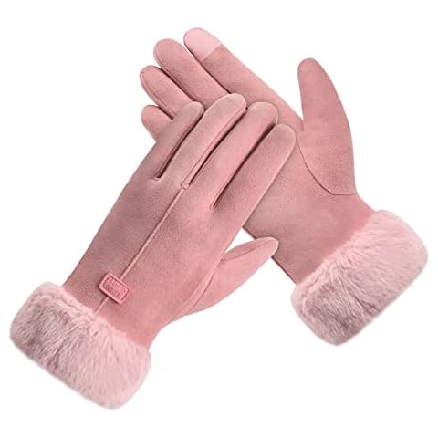Cozlly Women Winter Gloves, Thick Fleece Lined Gloves Small Size, Soft Warm Windproof Gloves, Thermal Gloves Ladies for Daily Driving Running Cycling, Winter Gifts for Women, Daughter (Pink) Cover