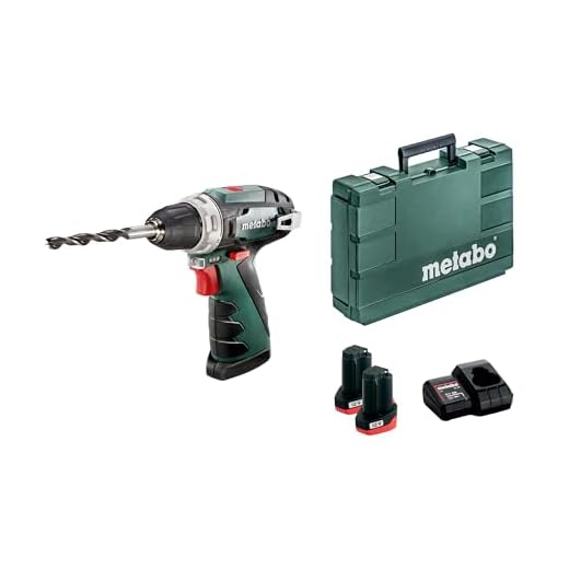 Metabo Akku Bohrschrauber Powermaxx BS Basic (2x 2,0 Ah Werkzeugakku inkl. Ladegerät, Akkuschrauber) 600080500