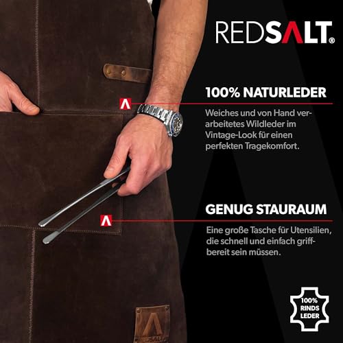 Grillschürze aus Leder von REDSALT, 100% Büffelleder, 84x62cm
