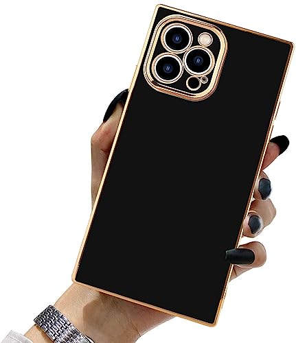 Coque iPhone 14 Pro Max finition or et design carré haut de gamme