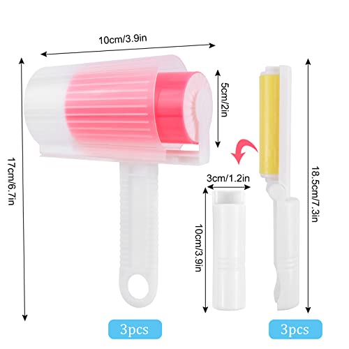 6 Stück Wiederverwendbare Waschbare Fussel-Rolle Klebrige Abwaschbar Staub Fusselrolle Faltbare Sticky Roller Portable-Lockenwickler mit Abdeckung für Saubere Möbel, Teppiche, Kleidung