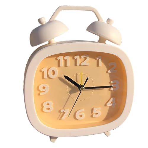 Beufee Reloj Despertador con Doble Campana, analógico Doble Campana, Reloj Despertador Vintage con Pilas para Adultos y niños (Amarillo)