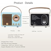 xinyuesheng Mini Retro Bluetooth Speaker, Retro Style Vintage Decor, Portable Wireless Bluetooth Speaker, Vintage Cute Old Fashion Style for Bedroom Kitchen Desk Office Party Outdoor Travel — image 8