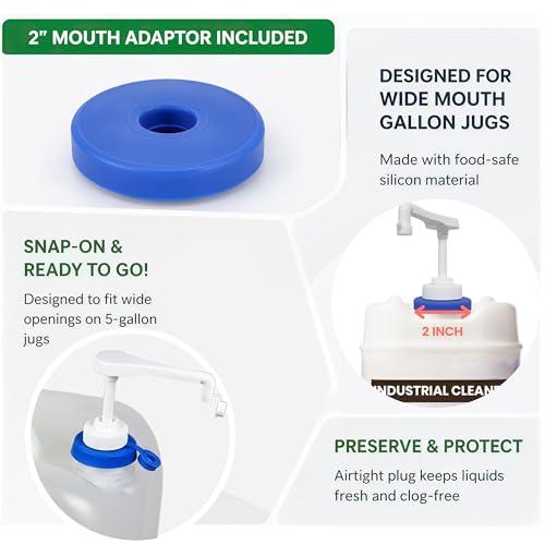 Pump for Gallon Jug & 5 Gallon Bucket, Leakproof Heavy Duty Pump Dispenser for Laundry Detergent, Shampoo, Soap, Oil, Snow Cone Syrup, Popcorn Butter, Commercial Household Industrial Use (2pc) by eBun - Image 3