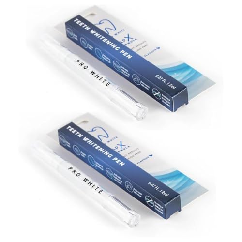 Image of Pro White Teeth Whitening Pen - Peroxide-Free Teeth Whitener with Pap-X Formula - Vegan & Cruelty-Free Paint-On Whitening Teeth Gel for Coffee, Tea & Wine Lovers - 2ml - 2 Pack