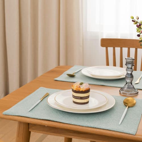 Machine Washable Dining Table Placemats - Spring Garden Home Heat Resistant Coastal Small Woven Party Decorations Table Mats Set Of 4, Teal #TOP1