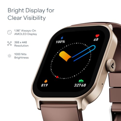Image of boAt Ultima Ember 2 Smartwatch, 1.96 inch AMOLED Display, Ultra Bright 1000 nits Brightness, AOD, Personalized Fitness Nudges, Functional Crown, 100+ Sports Mode smartwatch for Men & Women (Coffee Brown)