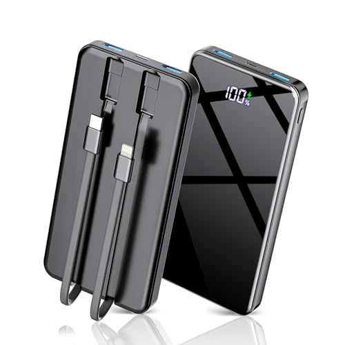 Portable Charger with Built in Cables, 25000mAh Power Bank Fast C...