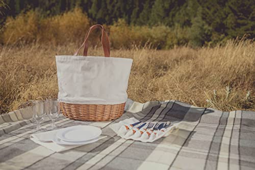 Picnic Time - Promenade Picnic Basket For 2 - Picnic Set With Canvas Tote Bag, (Beige Canvas) #TOP2