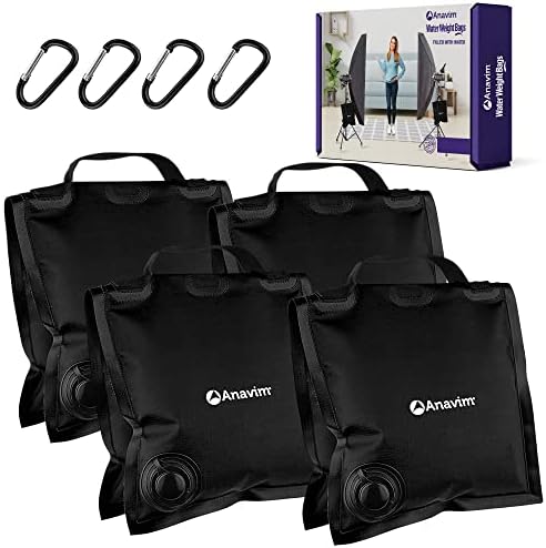 Anavim Heavy Duty Water Weight Bag Saddle Design 4 Pack Photo Video Studio Stand, Backyard, Outdoor Patio, Sports (Black) Patent Pending