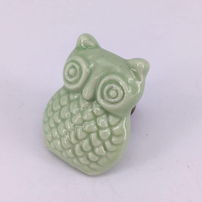 Southst 6PCS Retro Owl Knobs Nursery Furniture Pull Kit Drawer Dresser Cupboard Door Handle Light Green