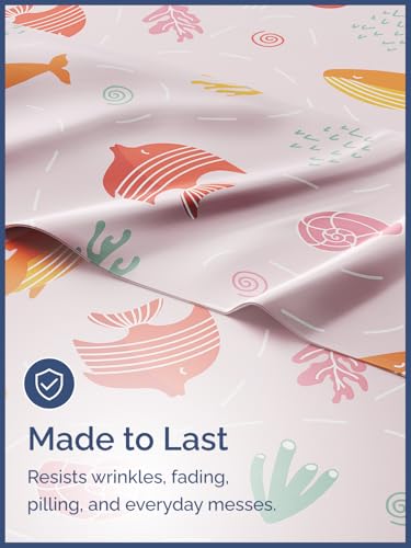 Image of Kids Full Size Pink Fish Bed Sheets - 4 Piece Kids Pink Fish Sheet Set