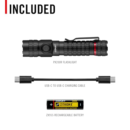 Coast PX200R 2000 Lumen Rechargeable LED Flashlight, Twist Focus, USB-C, 2-Position Pocket Clip by Coast - Image 7