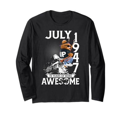 78th Birthday Bear Legends June 1947 78 Years Old For Men Manga Larga