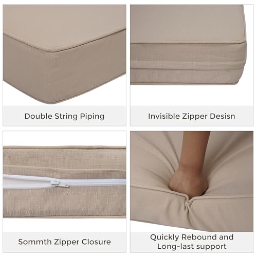 FUNHOME Outdoor Seat Cushion Set 24"x24"x4",Water-Resistant,Reversable Patio Chair Cushion,24 Inch Seat Pads,Fade-Resistant Cushion for Deep Seat Chair,Indoor Sofa Couch(Antique Beige) by FUNHOME - Used condition - Image 4