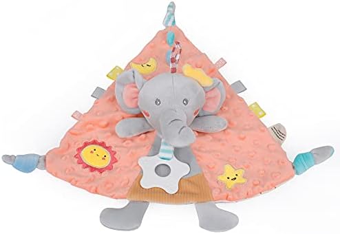PomeloBaby Baby Comforters Blanket Stuffed Toy Soft Comforter with Teether Silicone, Newborn Gifts for Baby Girl Boy, Kids, and Toddlers (Elephant)