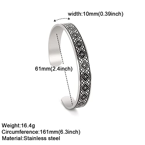 Kkjoy Sun Bracelet For Men Women Geometric Diamond Cube Bangle Vintage Gothic Stainless Steel Cuff Bracelet Pagan Amulet Cuff Bangle For Boys Girls Norse Wristband Jewelry Accessory #TOP5