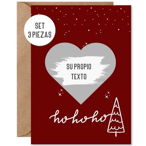 Things of Happiness Cosas de la Felicidad 3 x rasca Navidad para escribir en ti mismo | set 3 x rasca + sobre papel natural | tarjeta Feliz Navidad regalo novio esposa marido (Navidad rojo)