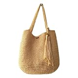 Bolsa De Crochê Ombro Em Fio Náutico Rayontex (PALHA)