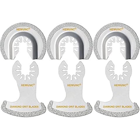 HEMUNC 6Pcs Diamond Oscillating Tool Blades, Multi Tool Mortar Cutting Saw Blades Precise for Grout Removal and Soft Tile Cut Cover