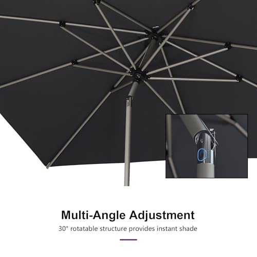 Image of PURPLE LEAF Outdoor Umbrella 8' x 8' Square Tilt Market Umbrella Grey