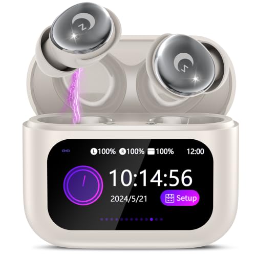 VEKJ L8 Pro beige sleep earbuds with 48-hour case