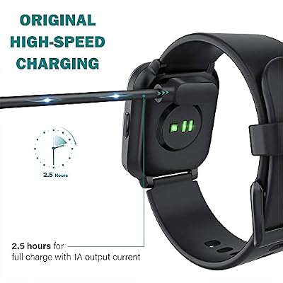 Lamshaw Compatible with Nerunsa Smart Watch Charger, Magnetic USB Charging Cable Replacement Charger Cable Compatible with Nerunsa Q23 1.69 Smart Watch / Q23 1.69 Smart Watch (2 pack-Black+Black)