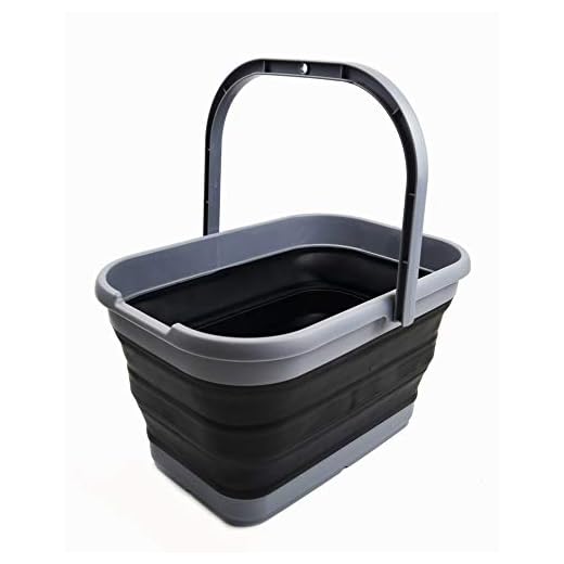 SAMMART 12L (3.17 Gallon) Collapsible Rectangular Handy Basket / Bucket (1, Grey/Black)