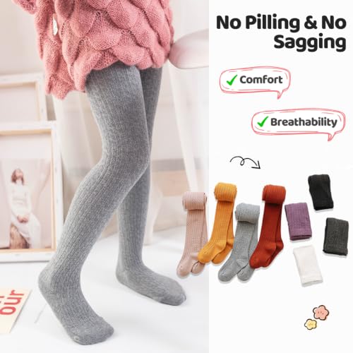 Image of vanberfia Baby Girls Tights Cable Knit Leggings Stockings Cotton 3 Pack Pantyhose Infants Toddlers 2-8T