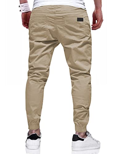Jmierr Men's Casual Joggers Pants - Cotton Drawstring Chino Cargo Pants Hiking Outdoor Twill Track Jogging Sweatpants Jogger Pants With Pockets For Men Relaxed Fit, Us 34(M), A Khaki #TOP2