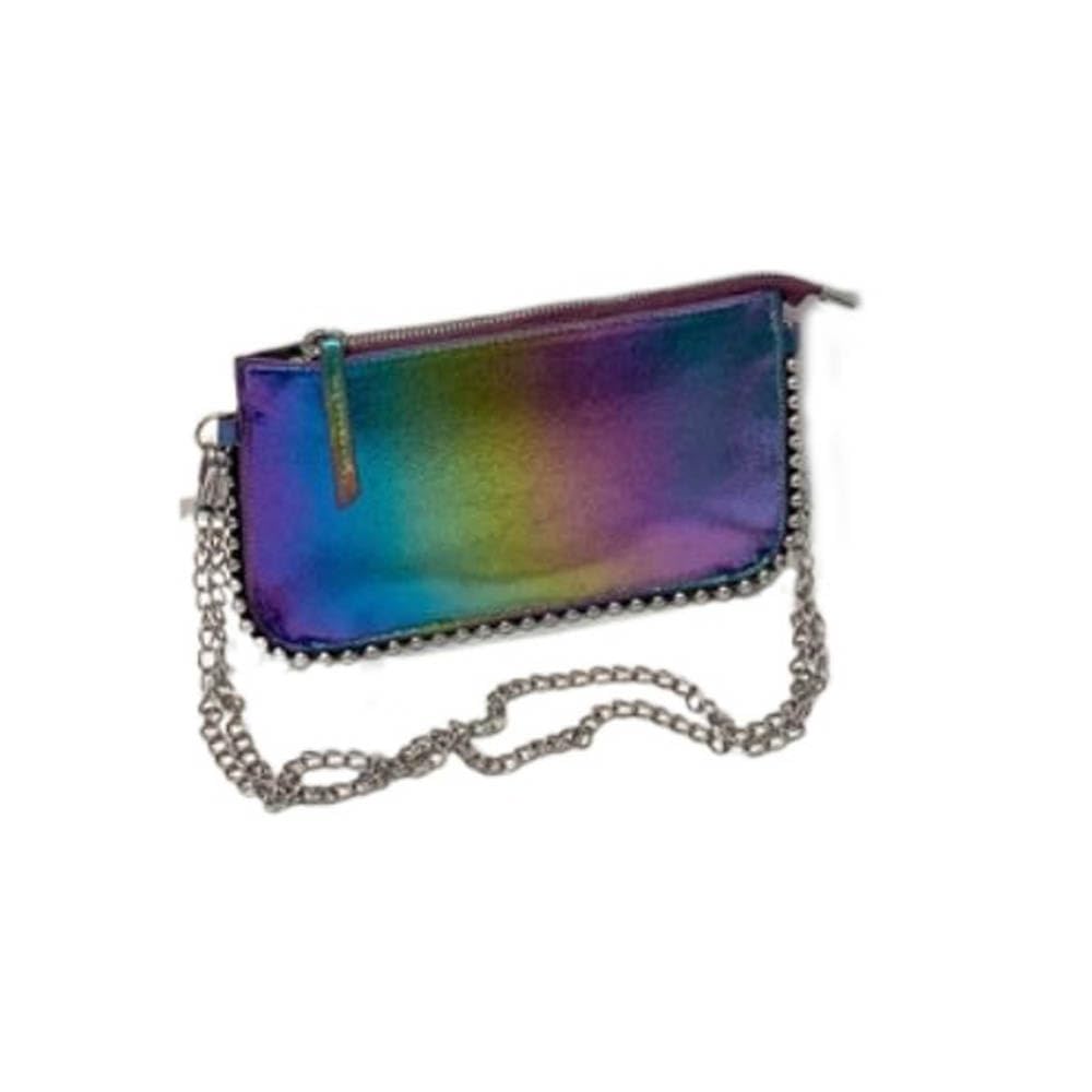 Evening Clutch Bag for Women,Sparkly Evening Bag Rainbow Clutch Purses, Holographic Mini Crossbody Bags,Chain Handbag for Party Wedding