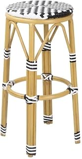 Bolero Taburetes de Bar de ratán de Polietileno Estilo Parisino, Color Negro (Juego de 2