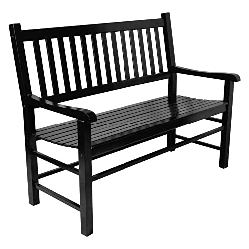 Shine Company 4217Bk Eden Garden Indoor Outdoor Porch Wooden Bench, Black #TOP4