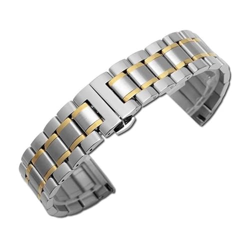 [IZKKVNWYU] 12 14 16 18 19 20 21 22 24mm Full Stainless Steel Strap Flat Head Elbow Dual Purpose Metal Watch Band With Butterfly