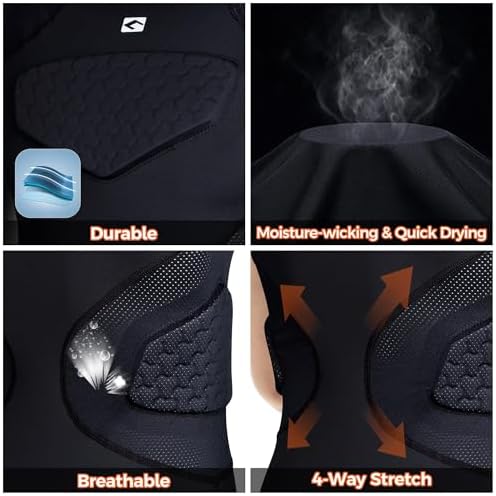 COOLOMG Youth Football Padded Shirt Chest Rib Protector Detail